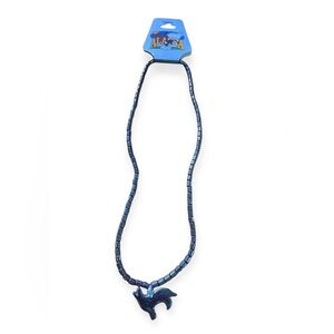 Black hematite wolf necklace made in Alaska